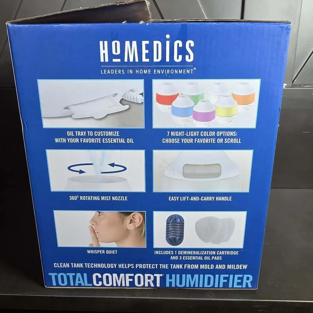 Homedics TotalComfort Cool Mist Ultrasonic Table Top Humidifier - White New Open